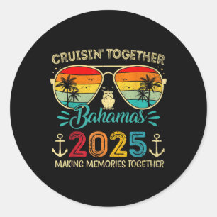 Pegatina Redonda Cruise Bahamas 2025 para familias