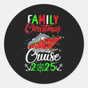 Pegatina Redonda Cruise Navidades familiares 2025 Squad Xmas Funny 