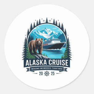 Pegatina Redonda Cruisin Together Alaska 2025 Familia Amiga Alaska