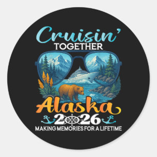 Pegatina Redonda Cruisin Together Alaska 2026 Grupo Crucero por Ala