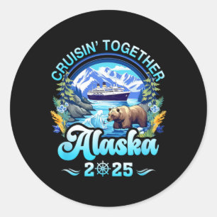 Pegatina Redonda Cruisin Together Alaska Family Friis Alaska Cruis