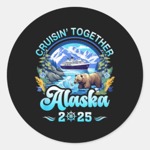 Pegatina Redonda Cruisin Together Alaska Family Friis Alaska Cruis