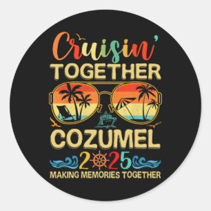Pegatina Redonda Cruisin Together Cozumel 2025 Grupo de Vacaciones