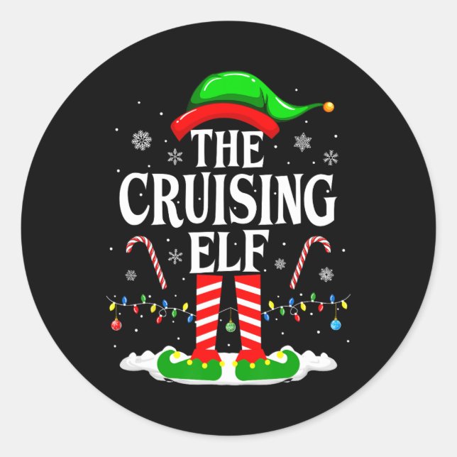 Pegatina Redonda Cruising Elf Xmas Funny Parking Family Cruise (Anverso)