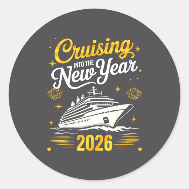Pegatina Redonda Cruising Into 2026 New Years Eve Matching Family C (Anverso)