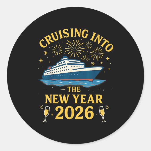 Pegatina Redonda Cruising Into 2026 New Years Eve Party Favors Fami (Anverso)