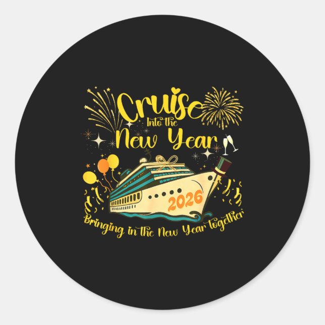 Pegatina Redonda Cruising Into 2026 New Years Eve Party Favors Fami (Anverso)