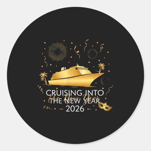 Pegatina Redonda Cruising Into New Year 2026 Vacation Outfit  (Anverso)