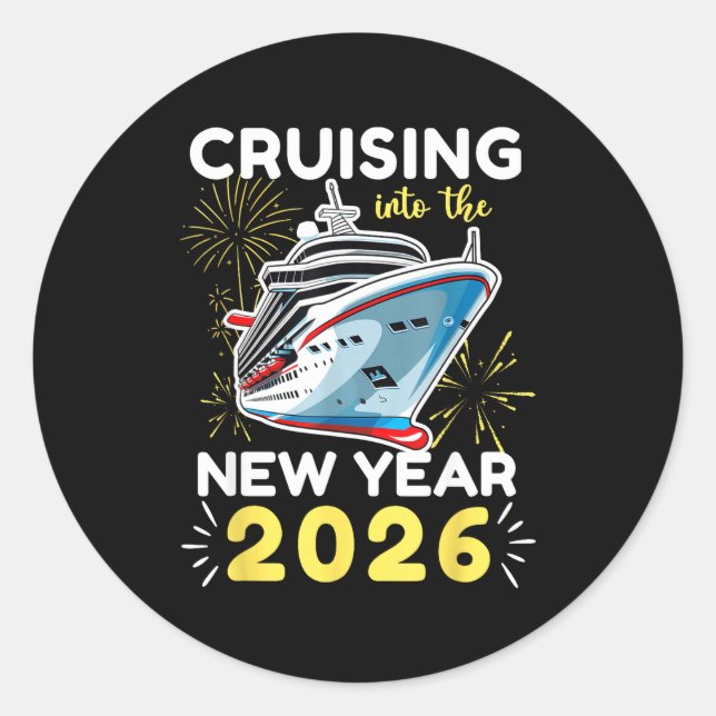 Pegatina Redonda Cruising Into The New Year 2026  (Anverso)