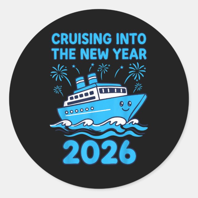 Pegatina Redonda Cruising Into The New Year 2026 Celebration  (Anverso)