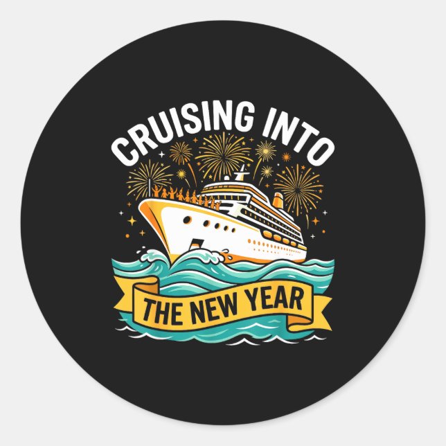 Pegatina Redonda Cruising Into The New Year 2026 Cruise Squad  (Anverso)