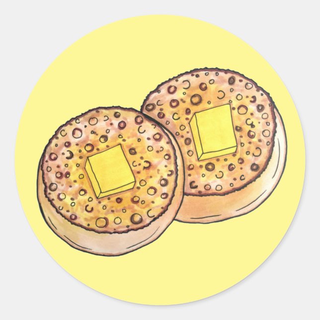 Pegatina Redonda Crumpets de agua caliente Cocina británica Comida  (Anverso)