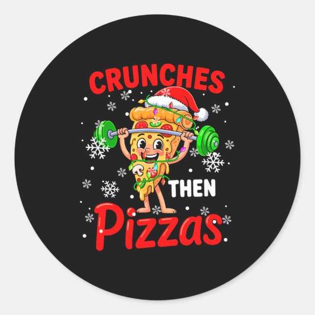 Pegatina Redonda Crunches Then Zzas Xmas Santa Zza Weightlifting Gy (Anverso)
