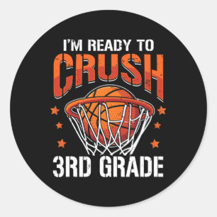 Pegatina Redonda Crush baloncesto de tercer grado de vuelta a los e
