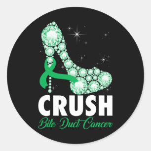 Pegatina Redonda Crush Bile Duct Conciencia del cáncer de tacón alt