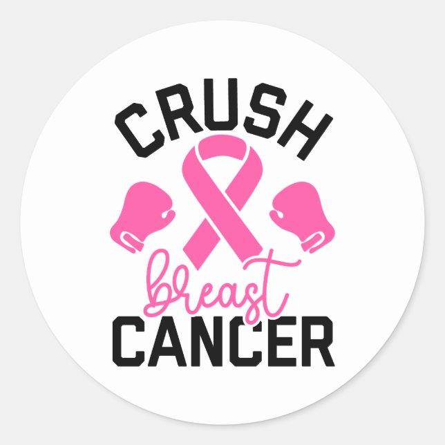 Pegatina Redonda Crush Breast Cancer Awareness (Anverso)