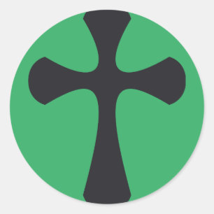 Pegatina Redonda cruz azul cristiana