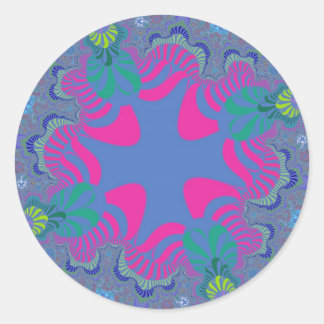 Pegatina Redonda Cruz Azul rosa y de Cornflower