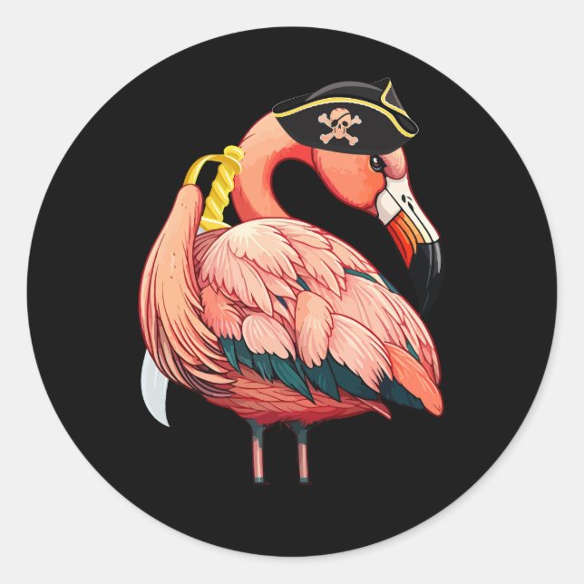 Pegatina Redonda Cruz B del partido Pirata Flamingo Halloween (Anverso)