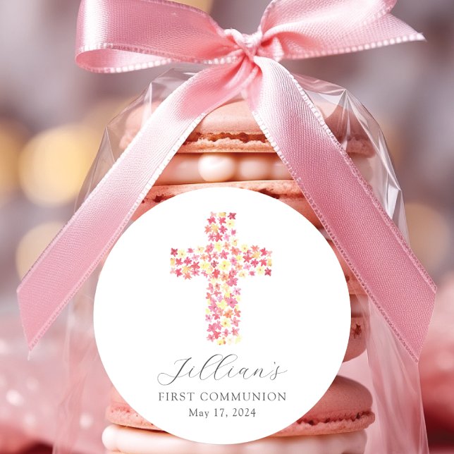 Pegatina Redonda Cruz Bendita Primera Comunión (Subido por el creador)