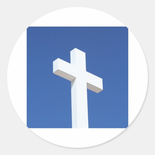 Pegatina Redonda Cruz Blanca (Anverso)