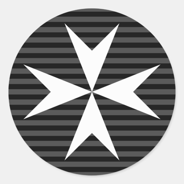 Pegatina Redonda Cruz blanca medieval | Orden de San Juan (Reino Un (Anverso)