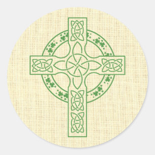 Pegatina Redonda Cruz Celta Con Anillo De Shamrock