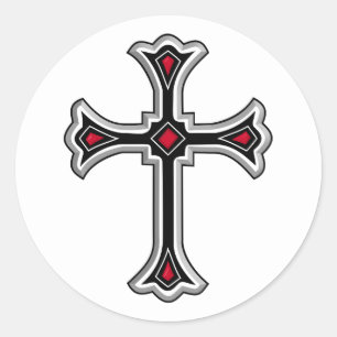 Pegatina Redonda Cruz cristiana