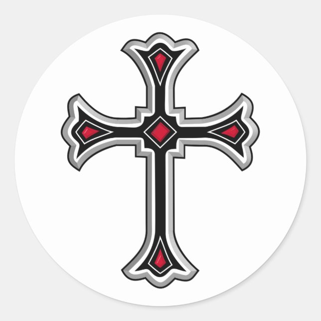 Pegatina Redonda Cruz cristiana (Anverso)