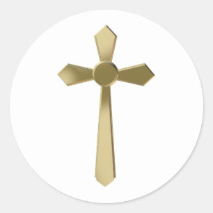 Pegatina Redonda Cruz cristiana