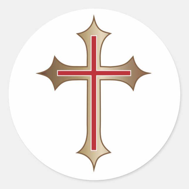 Pegatina Redonda Cruz cristiana (Anverso)