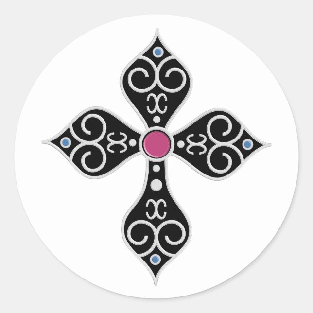 Pegatina Redonda Cruz cristiana (Anverso)