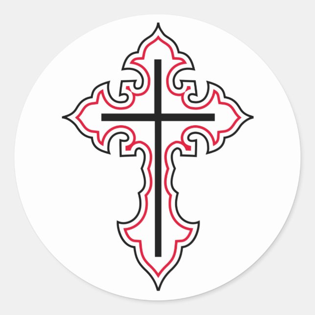 Pegatina Redonda Cruz cristiana (Anverso)