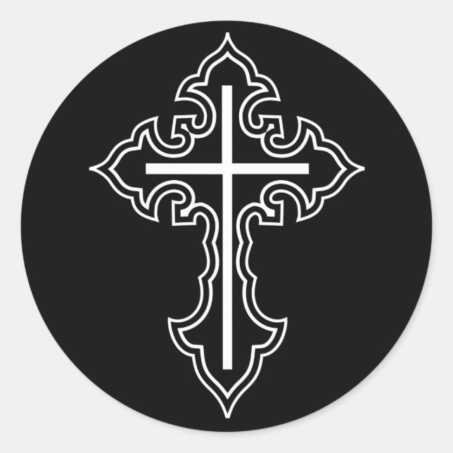 Pegatina Redonda Cruz cristiana (Anverso)