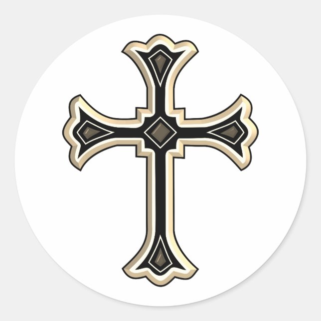 Pegatina Redonda Cruz cristiana (Anverso)