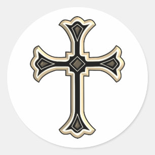 Pegatina Redonda Cruz cristiana