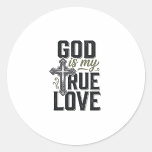Pegatina Redonda Cruz Cristiana Dios Es Mi Verdadero Amor Vector