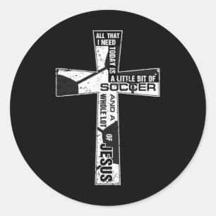 Pegatina Redonda Cruz Cristiana Fútbol Arte Todo Lo Que Necesito Es