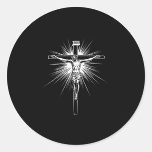 Pegatina Redonda Cruz Cristiana Jesucristo Hombres Mujeres Cristian