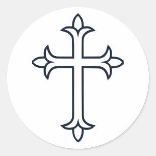 Pegatina Redonda Cruz cristiana típica
