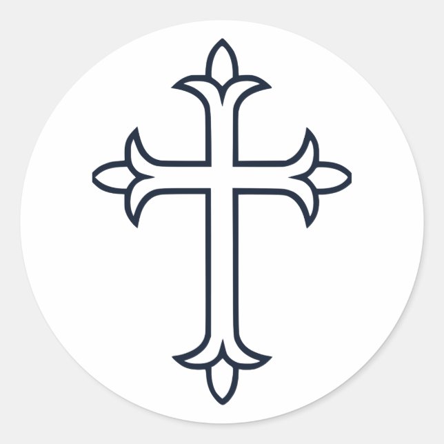 Pegatina Redonda Cruz cristiana típica (Anverso)