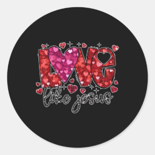 Pegatina Redonda Cruz de Coquette Retro Amor Como Jesús Valentines