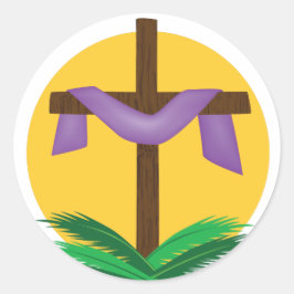Pegatina Redonda Cruz de Draped de Sol en ascenso