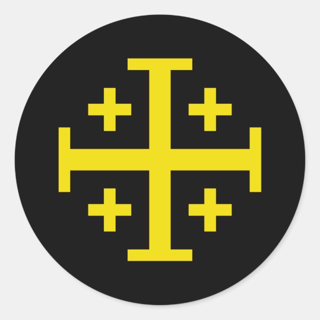 Pegatina Redonda Cruz de Jerusalén (Anverso)