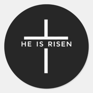 Pegatina Redonda Cruz de la Fe Jesús Resurrección Cristianos