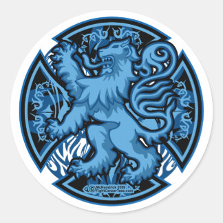 Pegatina Redonda Cruz de los Leones Azules de Escocia