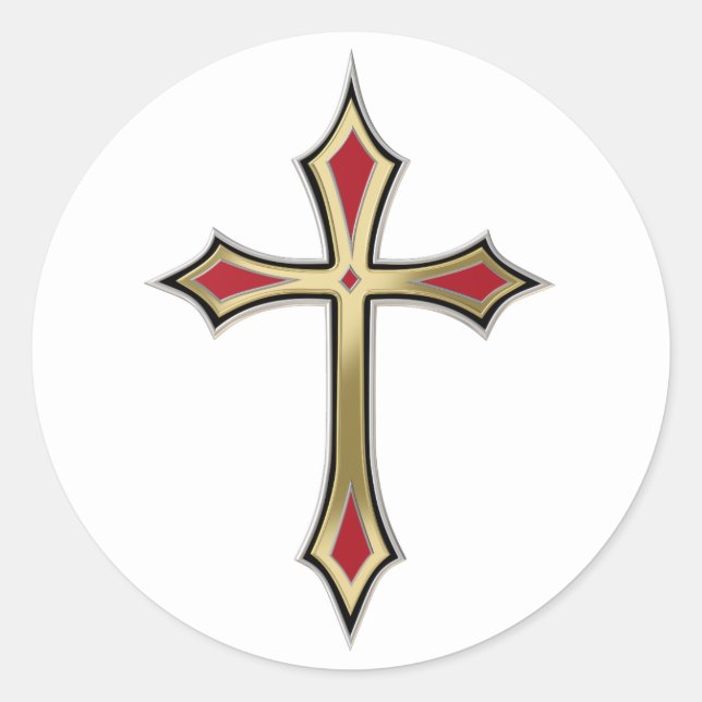 Pegatina Redonda Cruz de Oro (Anverso)