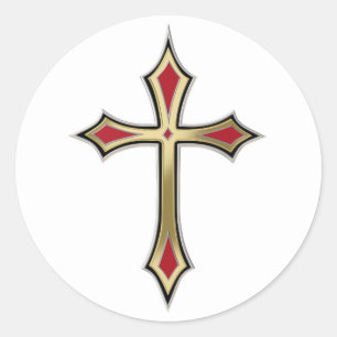 Pegatina Redonda Cruz de Oro
