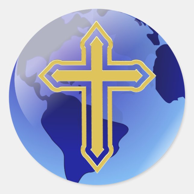 Pegatina Redonda Cruz de Oro y Tierra (Anverso)