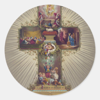 Pegatina Redonda Cruz de Pascua